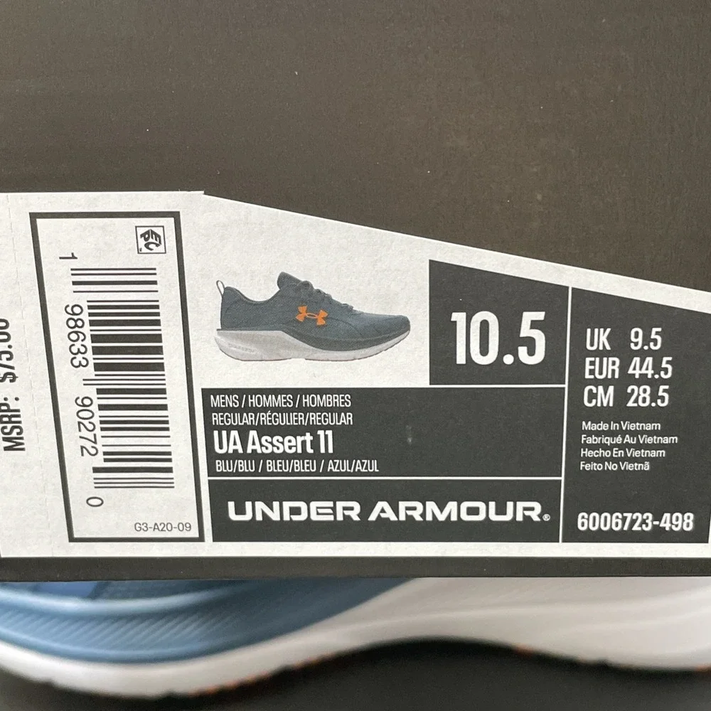 Under Armour Charged Assert 11 Navy / Blue /White Mens Size 10.5 New 6006723-498